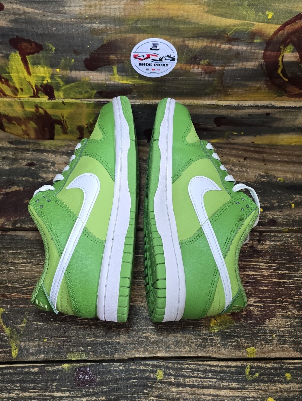 Nike Dunk Low Chlorophyll White Green DH9765-301 GS Size 4.5Y=Women's 6 Used - Picture 5 of 8